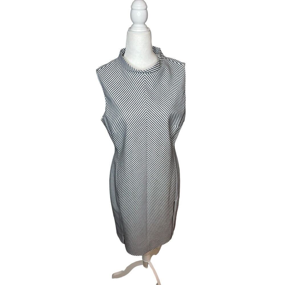 Antonio Melani Womens Sheath Dress  Black White Sleeveless Sz 10 Stretch Zipper